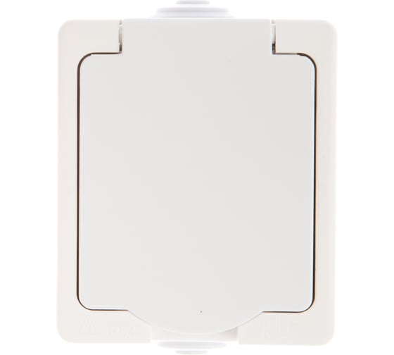 Розетка UNIVersal Аллегро с/з, з/ш, с крышкой, IP54, белая 5563286