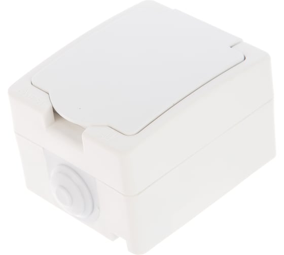 Розетка UNIVersal Аллегро с/з, з/ш, с крышкой, IP54, белая 5563286