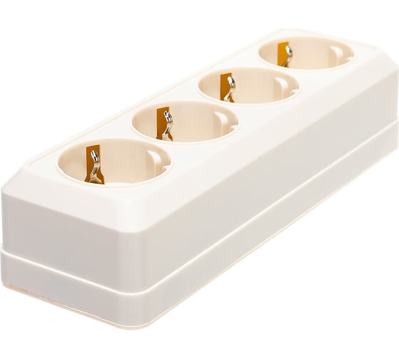 Розетка UNIVersal Олимп 4-ая с/з слоновая кость ivory 1169