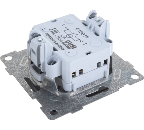 Механизм выключателя GUSI ELECTRIC Bravo 1 клавиша, СУ, 10А, 250В, графит С10В18-010