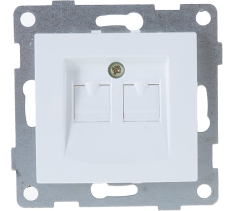 Механизм компьютерной розетки GUSI ELECTRIC Bravo RJ45, двойной, СУ, белый С10К2-001