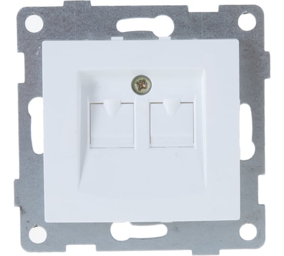 Механизм компьютерной розетки GUSI ELECTRIC Bravo RJ45, двойной, СУ, белый С10К2-001 1
