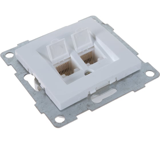 Механизм компьютерной розетки GUSI ELECTRIC Bravo RJ45, двойной, СУ, белый С10К2-001