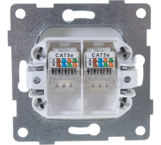 Механизм компьютерной розетки GUSI ELECTRIC Bravo RJ45, двойной, СУ, белый С10К2-001