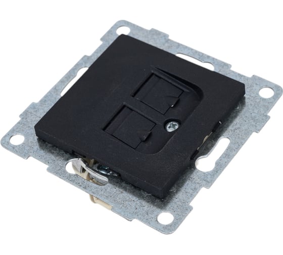 Механизм компьютерной розетки GUSI ELECTRIC Bravo RJ45, двойной, СУ, графит С10К2-010