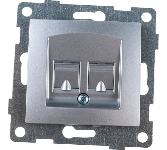 Механизм компьютерной розетки GUSI ELECTRIC Bravo RJ45, двойной, СУ, серебро С10К2-004