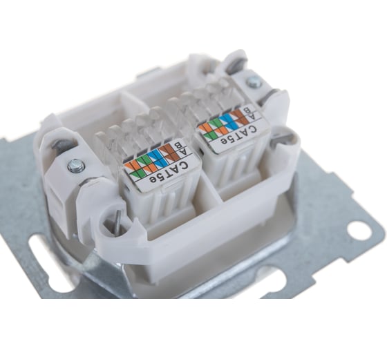 Механизм компьютерной и телефонной розетки GUSI ELECTRIC Bravo RJ45, RJ12, СУ, белый С10КТ-001