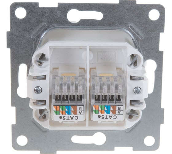 Механизм компьютерной и телефонной розетки GUSI ELECTRIC Bravo RJ45, RJ12, СУ, белый С10КТ-001