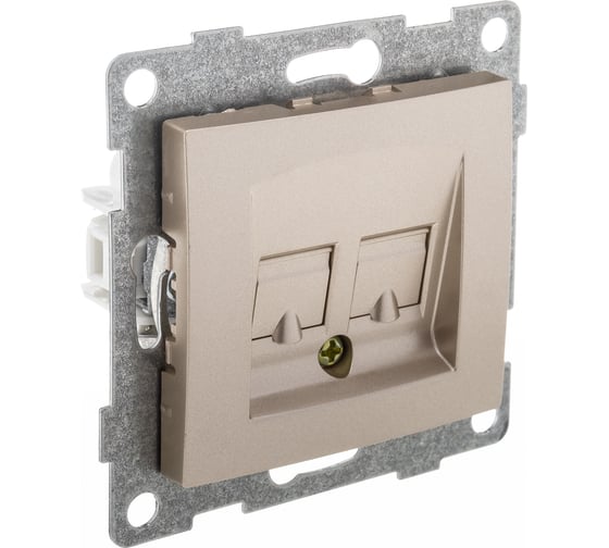 Механизм компьютерной и телефонной розетки GUSI ELECTRIC Bravo RJ45, RJ12, СУ, шампань С10КТ-027