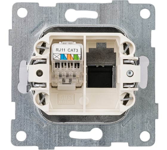 Механизм телефонной розетки GUSI ELECTRIC Bravo RJ12, одинарной, СУ, графит С10Т1-010