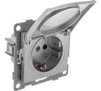 Механизм розетки с крышкой GUSI ELECTRIC Bravo 1-ой с/з с з/ш, СУ, 16А, 250В, серебро С10Р91-004