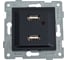 Механизм розетки GUSI ELECTRIC Ugra USB, двойной, СУ, графит С11USB2-010 2