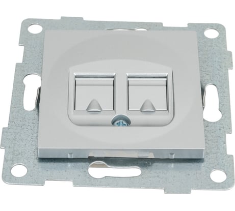 Механизм компьютерной розетки  GUSI ELECTRIC Ugra RJ45, двойной, СУ, серебро С11К2-004