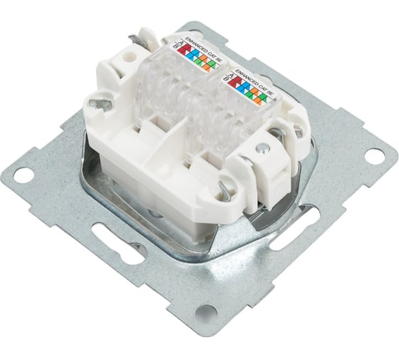 Механизм компьютерной розетки  GUSI ELECTRIC Ugra RJ45, двойной, СУ, серебро С11К2-004