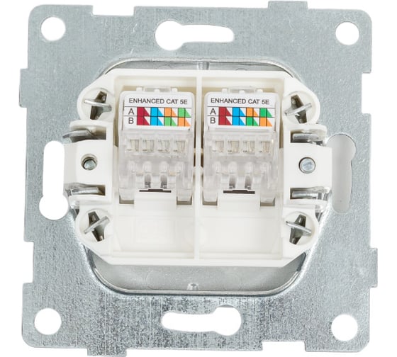 Механизм компьютерной розетки  GUSI ELECTRIC Ugra RJ45, двойной, СУ, серебро С11К2-004