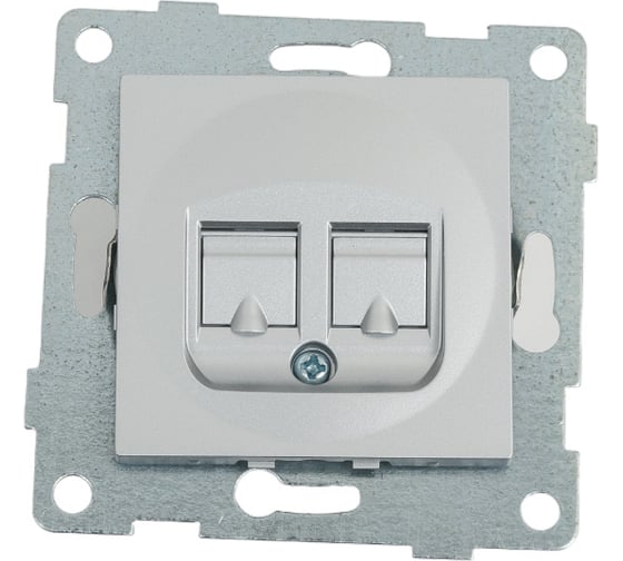 Механизм компьютерной розетки  GUSI ELECTRIC Ugra RJ45, двойной, СУ, серебро С11К2-004