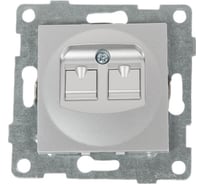 Механизм компьютерной и телефонной розетки GUSI ELECTRIC Ugra RJ45, RJ12, СУ, серебро С11КТ-004