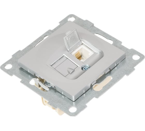 Механизм компьютерной и телефонной розетки GUSI ELECTRIC Ugra RJ45, RJ12, СУ, серебро С11КТ-004