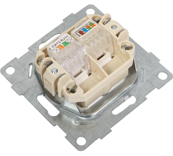 Механизм компьютерной и телефонной розетки GUSI ELECTRIC Ugra RJ45, RJ12, СУ, серебро С11КТ-004