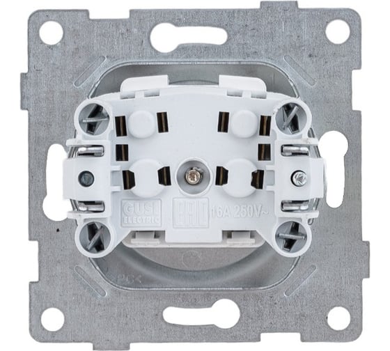 Механизм розетки GUSI ELECTRIC Ugra 1-ой б/з с з/ш, СУ, 16А, 250В, серебро С11Р2-004