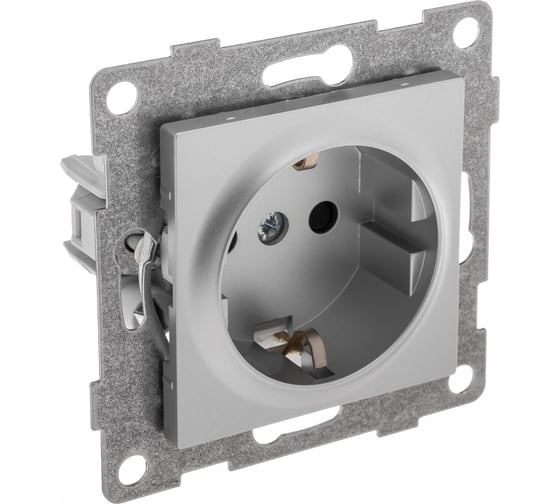 Механизм розетки GUSI ELECTRIC Ugra 1-ой с/з с з/ш, СУ, 16А, 250В, серебро С11Р4-004 1