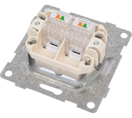 Механизм телефонной розетки GUSI ELECTRIC Ugra RJ12, двойной, СУ, серебро С11Т2-004