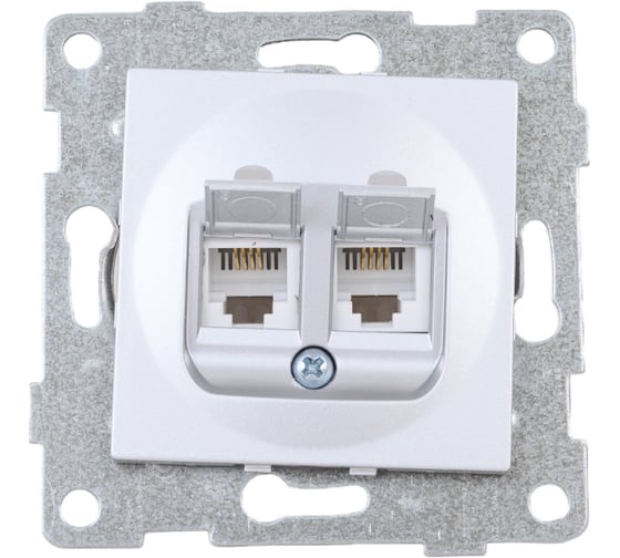 Механизм телефонной розетки GUSI ELECTRIC Ugra RJ12, двойной, СУ, серебро С11Т2-004