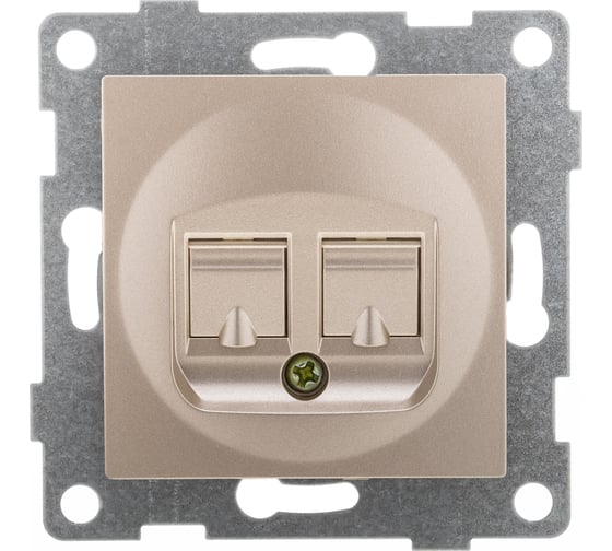 Механизм компьютерной и телефонной розетки GUSI ELECTRIC Ugra RJ45, RJ12, СУ, золото С11КТ-005