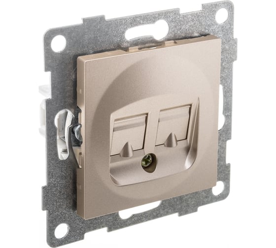 Механизм компьютерной розетки GUSI ELECTRIC Ugra RJ45, двойной, СУ, золото С11К2-005