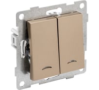 Механизм выключателя GUSI ELECTRIC Ugra 2 клавиши, индикатор, СУ, 10А, 250В, золото С11В28-005