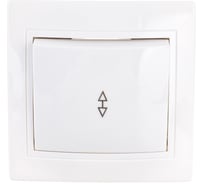 1клавишный проходной выключатель IEK КВАРТА в сборе, белый EVK12-K01-10-DM