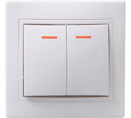 Выключатель GENERICA КВАРТА 2кл в сборе скр,бел с индик EVK21-K01-10-DM