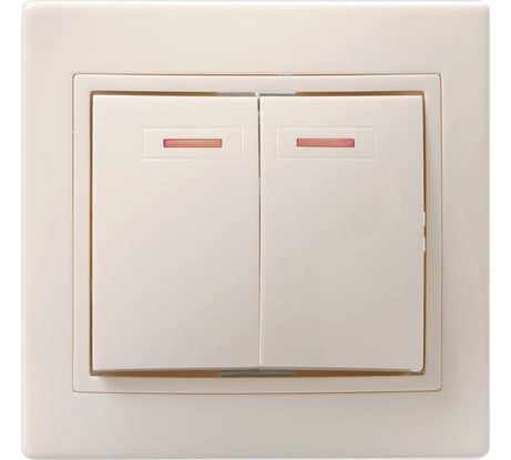 Выключатель GENERICA КВАРТА 2кл в сборе скр,крем с индик EVK21-K33-10-DM