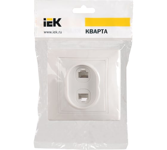 2местная компьютерная и телефонная розетка IEK КВАРТА белый EIK10-K01-DM