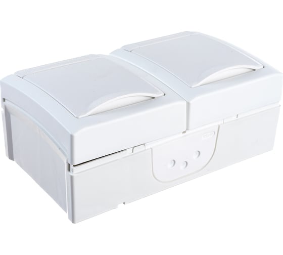 Блок розетка Panasonic 2гн с/з с крышкой горизонтальный белый IP54 PACIFIC Pan WPTC4800-2WH