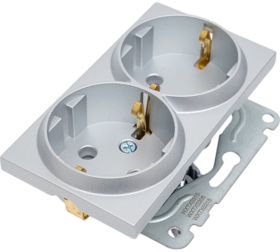 Розетка МОДУЛЬ Panasonic 2-я, c заземлением, серебро Karre Plus 54874 WKTT0205-2SL
