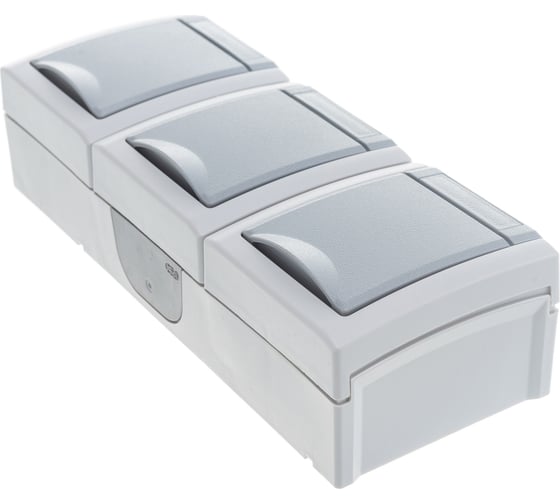 Блок розетка Panasonic 3гн с/з с крышкой горизонтальный серый IP54 PACIFIC Pan WPTC4840-2GR