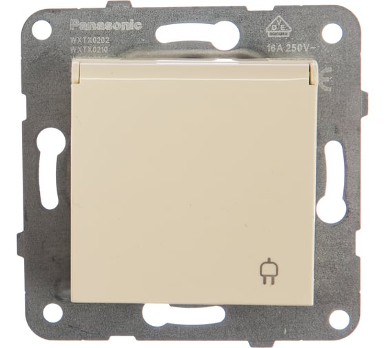 Розетка Panasonic МОДУЛЬ с/з с крышкой крем Karre Plus 54893 WKTT0210-2BG 1