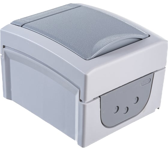 Розетка Panasonic с/з с крышкой серая IP54 PACIFIC 54716 WPTC4212-2GR