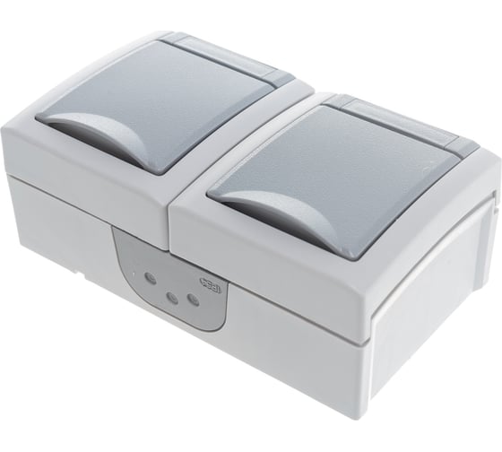 Блок розетка Panasonic 2гн с/з с крышкой горизонтальный серый IP54 PACIFIC Pan WPTC4800-2GR
