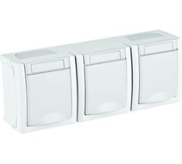 Блок Panasonic Розетка 3гн с/з с крышкой горизонтальный белый IP54 PACIFIC Pan WPTC4840-2WH