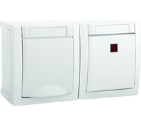 Блок Panasonic Выключатель 1кл свет + Розетка с/з с крышкой горизонтальный бел WPTC4805-2WH-RES