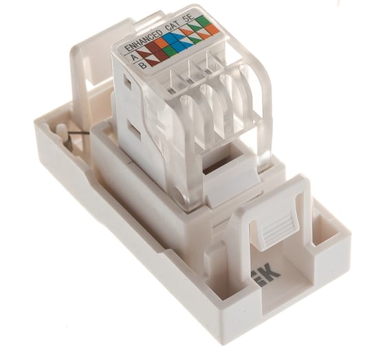 Информационная розетка IEK RJ-45, UTP, категория 5e, 1 модуль CKK-40D-RI1-K01