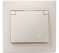 Розетка GENERICA РСбш10-3-ККм 1местн. c з/к с защ.штор. с крышкой 16А кремовый ERK12-K33-16-DM