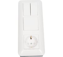 Блок Systeme Electric СП Blanca / Прима (розетка с заземлением + 1 клавишный + 2-клавишный выключатель) белый SE BK2VR-008A-BI
