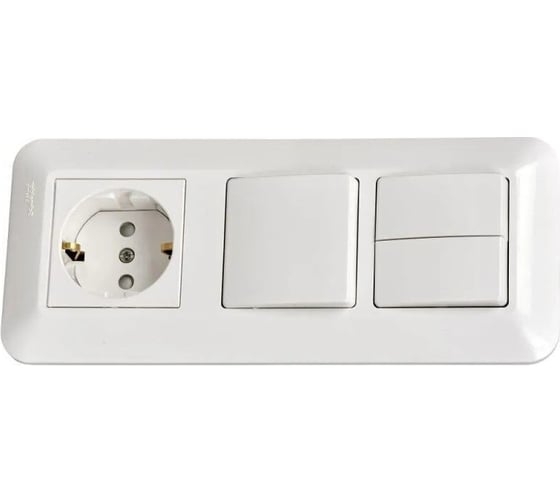 Блок Systeme Electric СП Blanca / Прима (розетка с заземлением + 1 клавишный + 2-клавишный выключатель) белый SE BK2VR-008A-BI