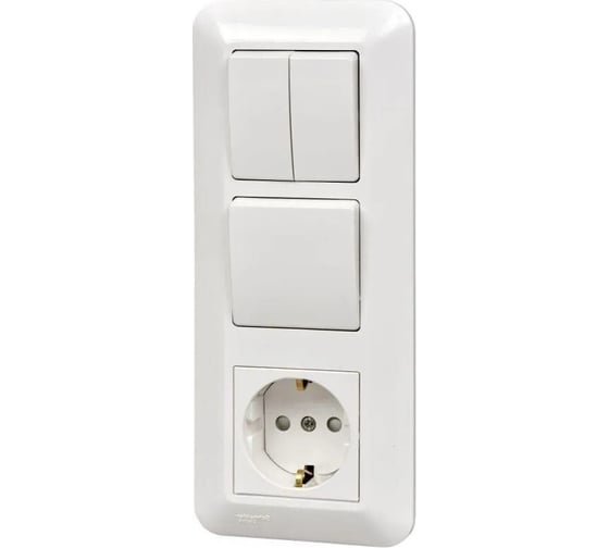 Блок Systeme Electric СП Blanca / Прима (розетка с заземлением + 1 клавишный + 2-клавишный выключатель) белый SE BK2VR-008A-BI