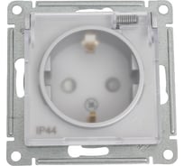 Розетка механизм Systeme Electric AtlasDesign Aqua 16А IP44 с заземлением защитные шторки с прозрачная крышкой алюминий SE ATN440346