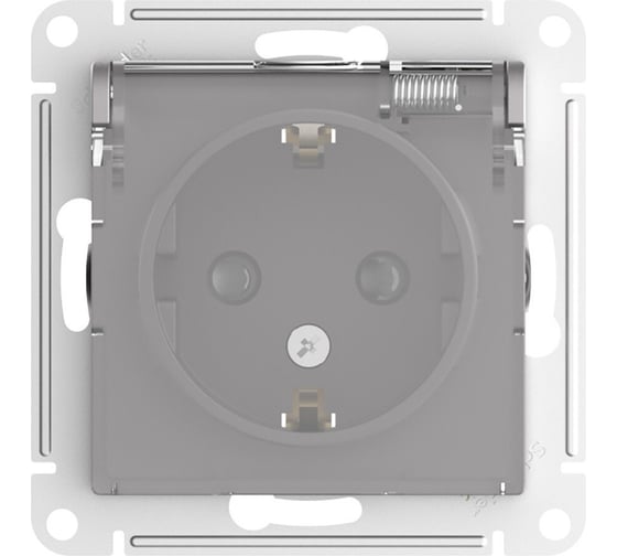 Розетка механизм Systeme Electric AtlasDesign Aqua 16А IP44 с заземлением защитные шторки с прозрачная крышкой алюминий SE ATN440346