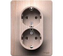 Розетка в сборе Systeme Electric двойная Glossa 16А с заземлением сосна SE GSL001524